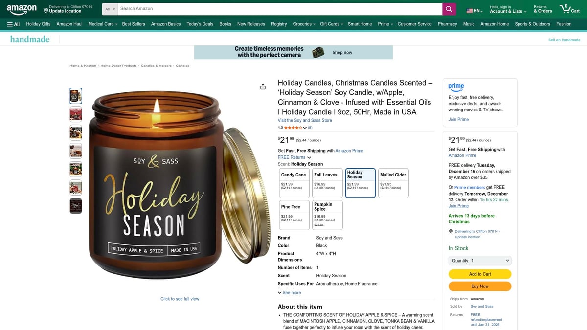 8 Best Christmas Candles to Brighten Your Home in 2026 - Holiday Candles – ‘Holiday Season’ Soy Candle
