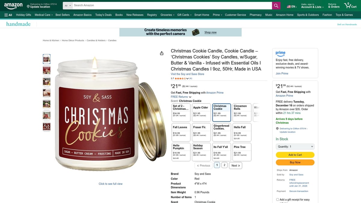 8 Best Christmas Candles to Brighten Your Home in 2026 - Christmas Cookie Candle – ‘Christmas Cookies’ Soy Candle