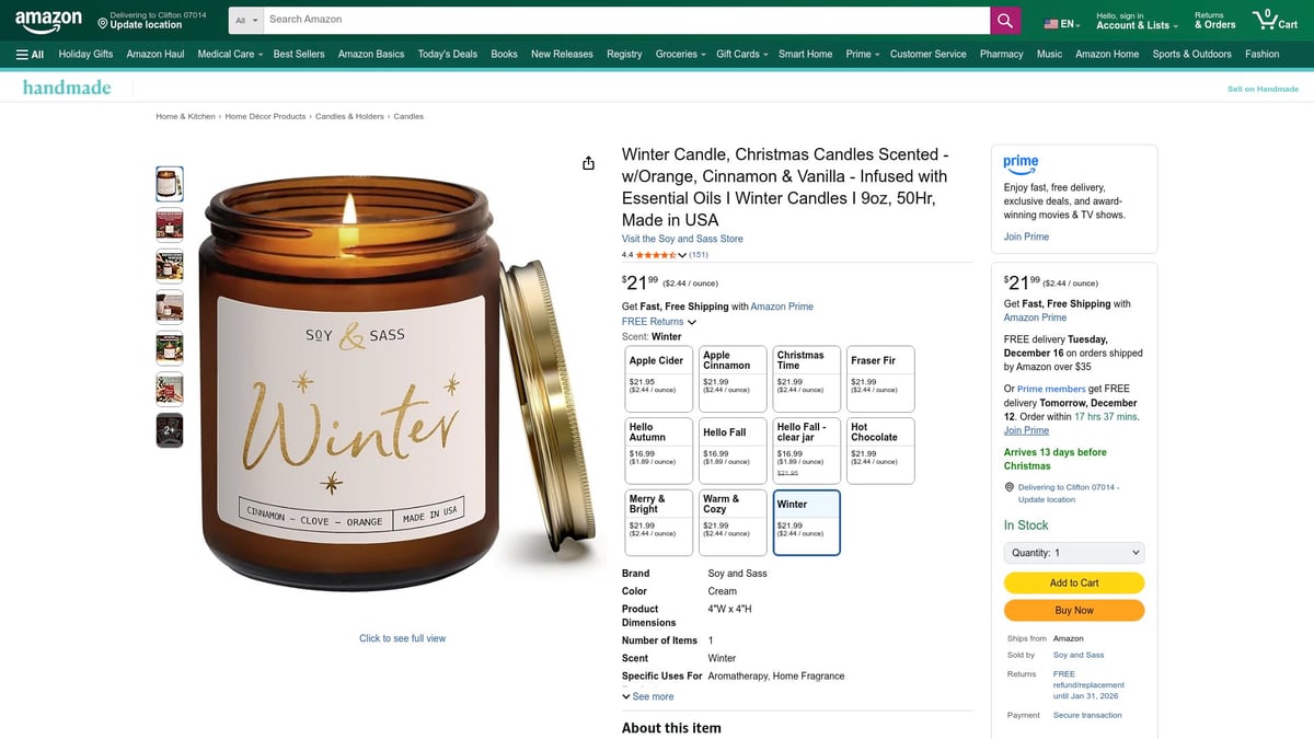 8 Best Christmas Candles to Brighten Your Home in 2026 - Winter Candle – Orange, Cinnamon & Vanilla