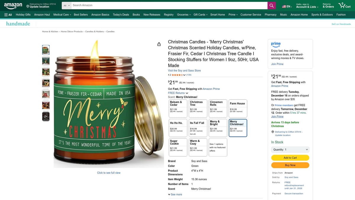 8 Best Christmas Candles to Brighten Your Home in 2026 - Christmas Candles – ‘Merry Christmas’ Pine & Frasier Fir