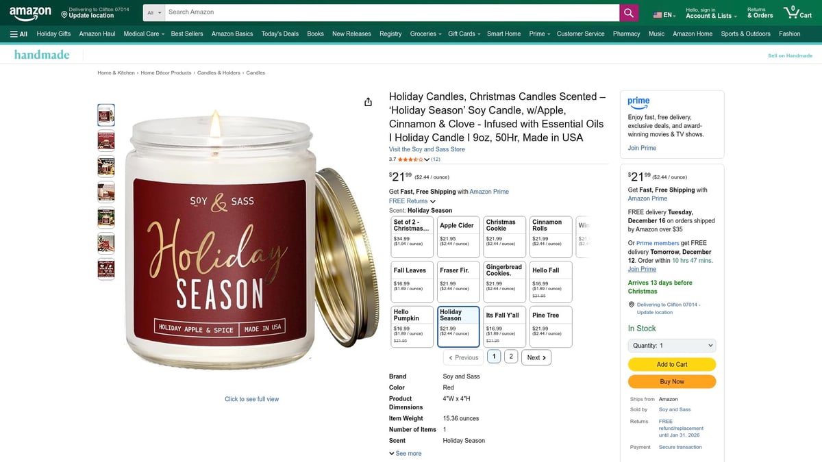8 Best Christmas Candles to Brighten Your Home in 2026 - Holiday Candles – ‘Holiday Season’ Soy Candle (Alternate Scent)