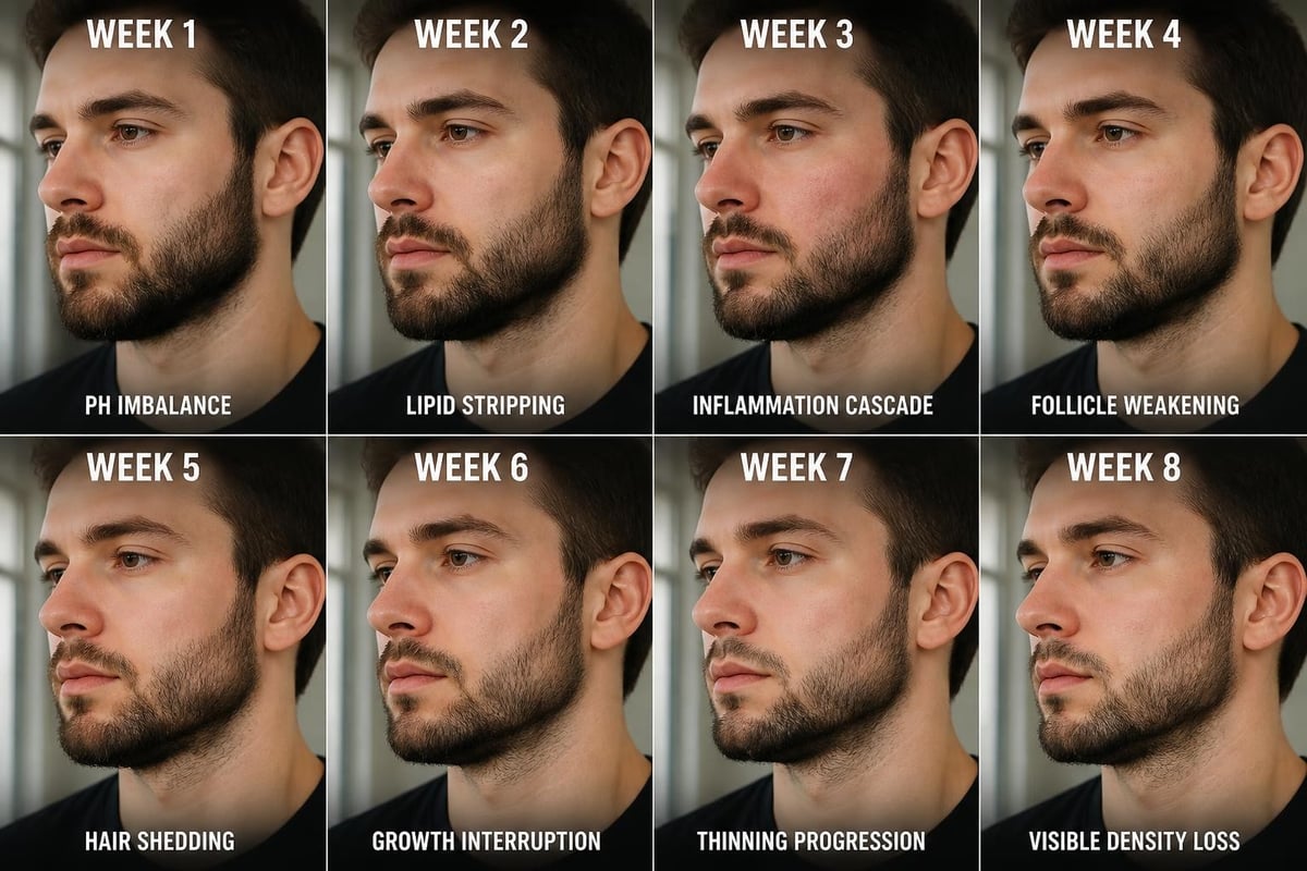 Beard follicle damage progression
