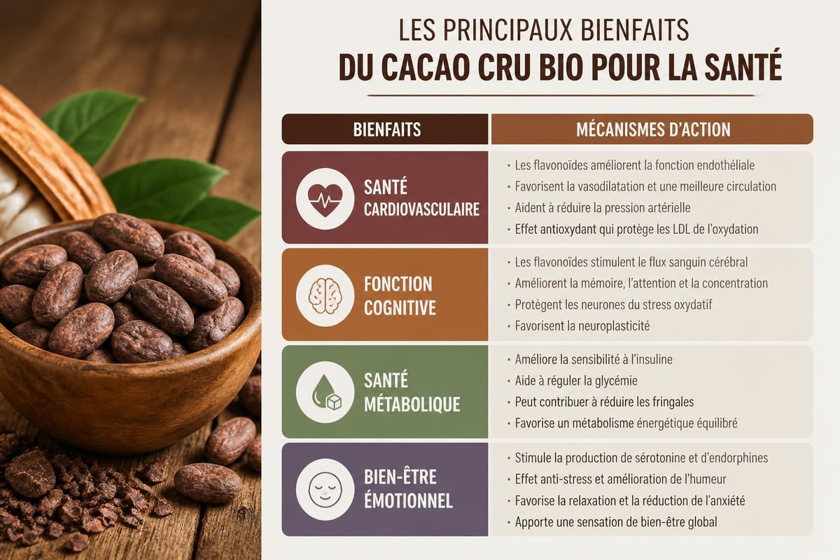 Bienfaits du cacao cru bio