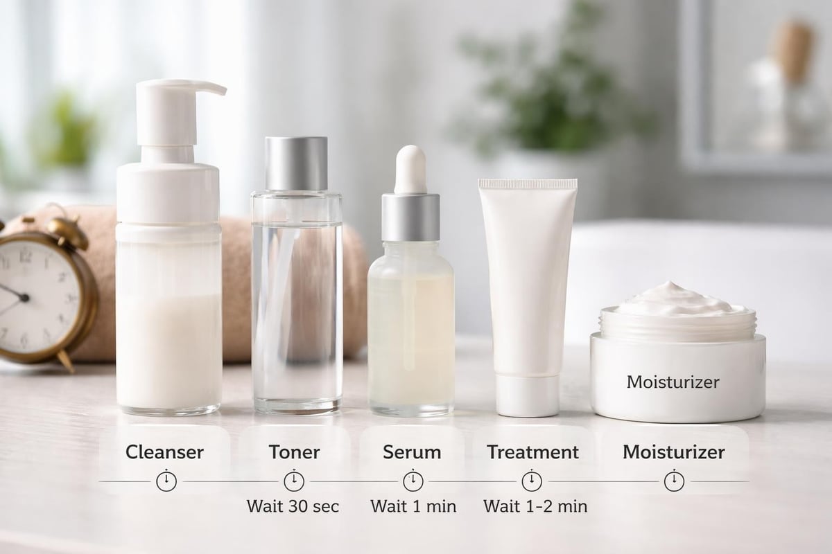 Skincare routine layering sequence