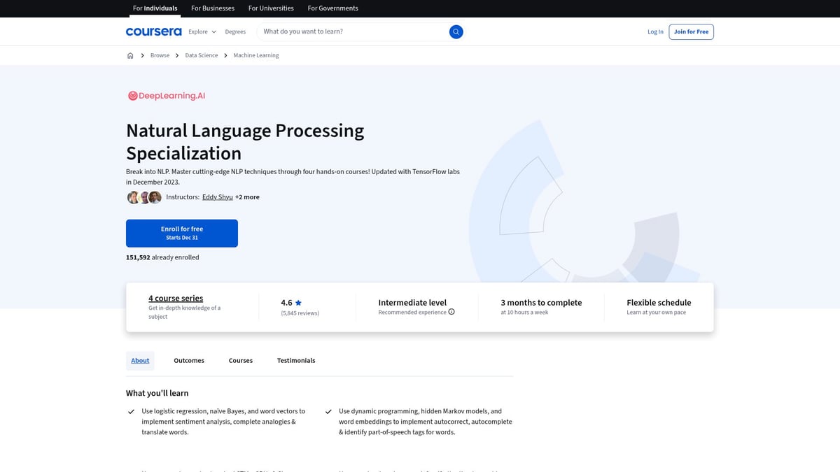 7 Essential Computer Science AI Course Picks for 2026 - Natural Language Processing Specialization (Coursera)