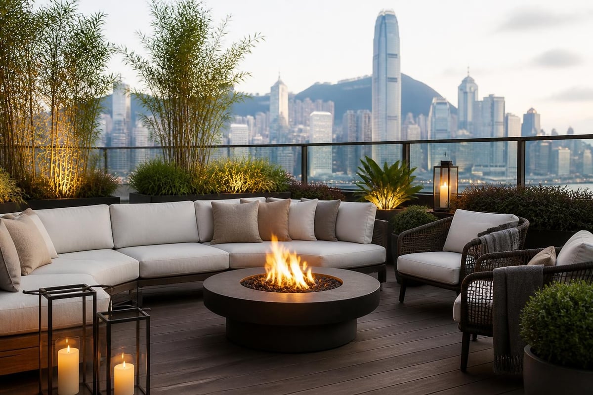 Fire table outdoor room design