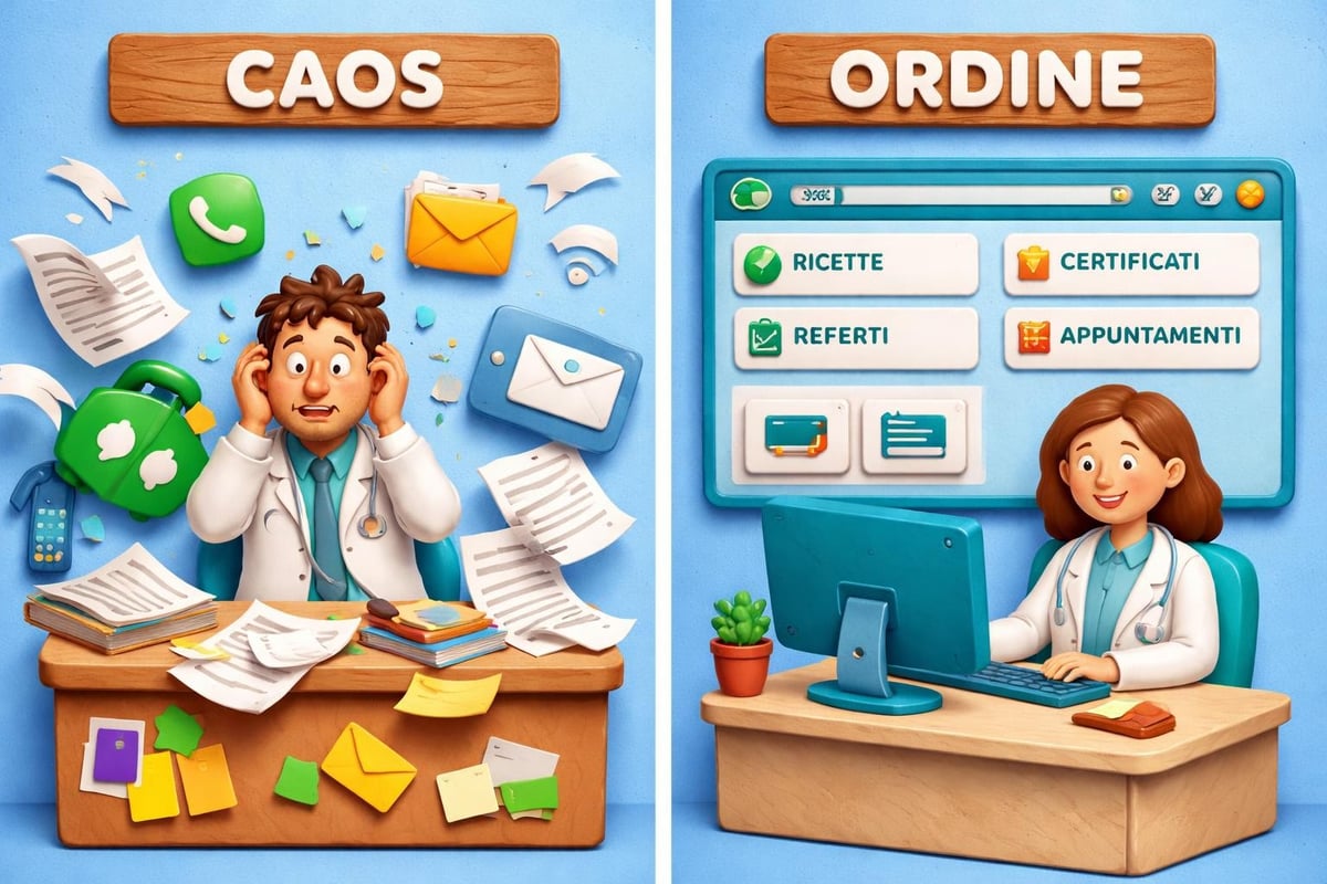 Studio medico tradizionale con flussi disorganizzati