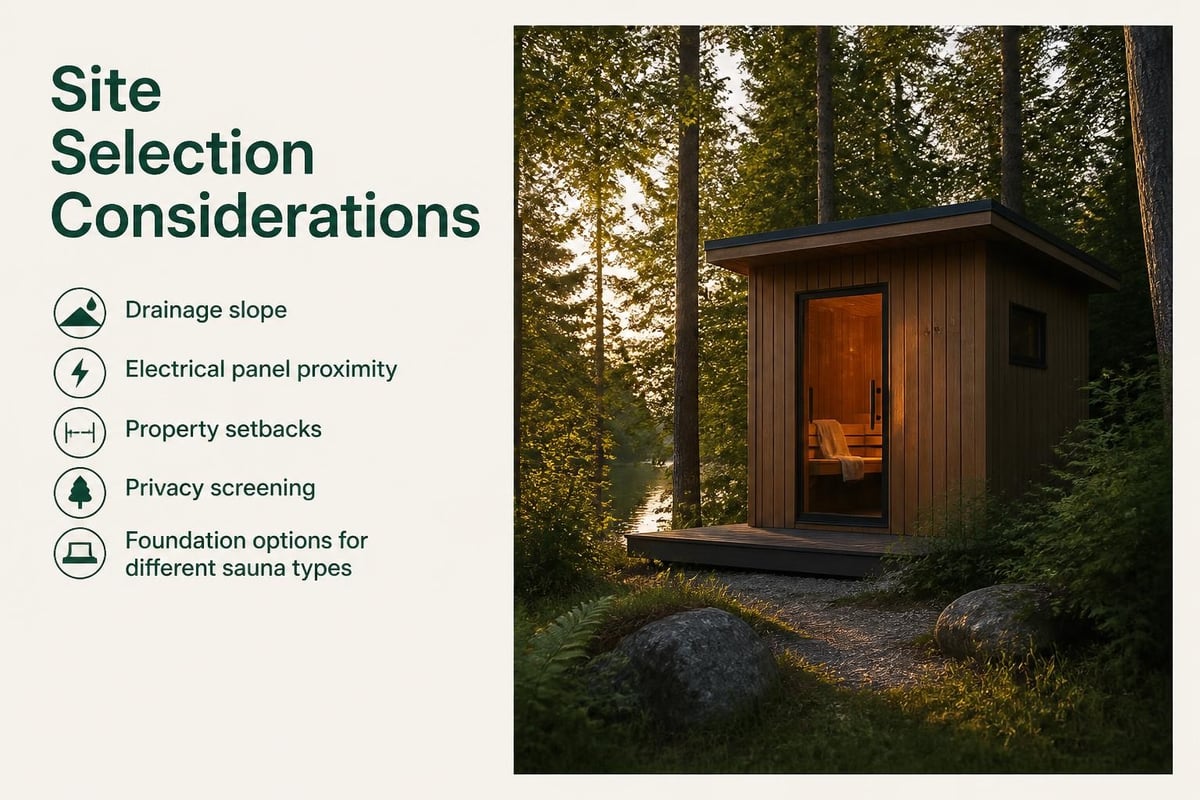 Backyard sauna placement factors