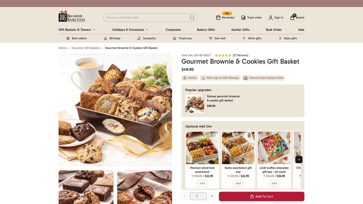 7 Best Basket Corporate Gift Ideas for 2026 - Broadway Basketeers: Gourmet Brownie & Cookies Gift Basket