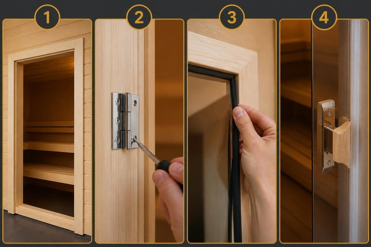 Sauna door installation steps