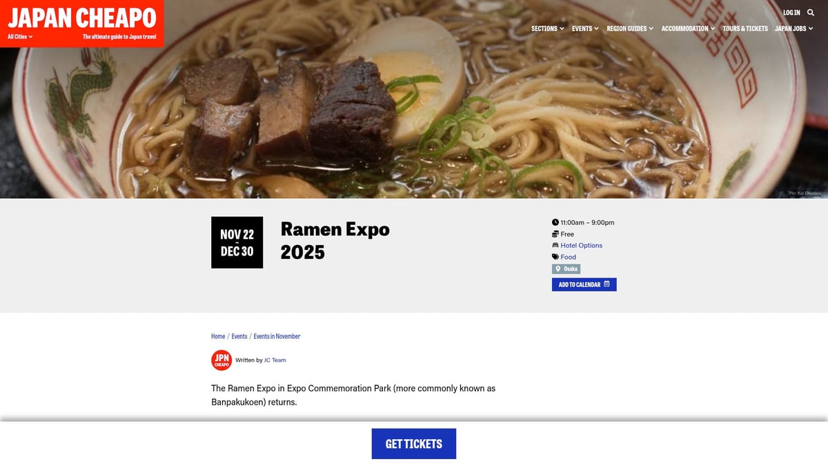 Top 7 Osaka Events You Can't Miss in 2026 - Ramen Expo