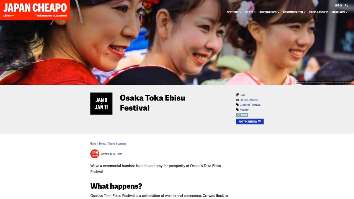 Top 7 Osaka Events You Can't Miss in 2026 - Osaka Toka Ebisu Festival