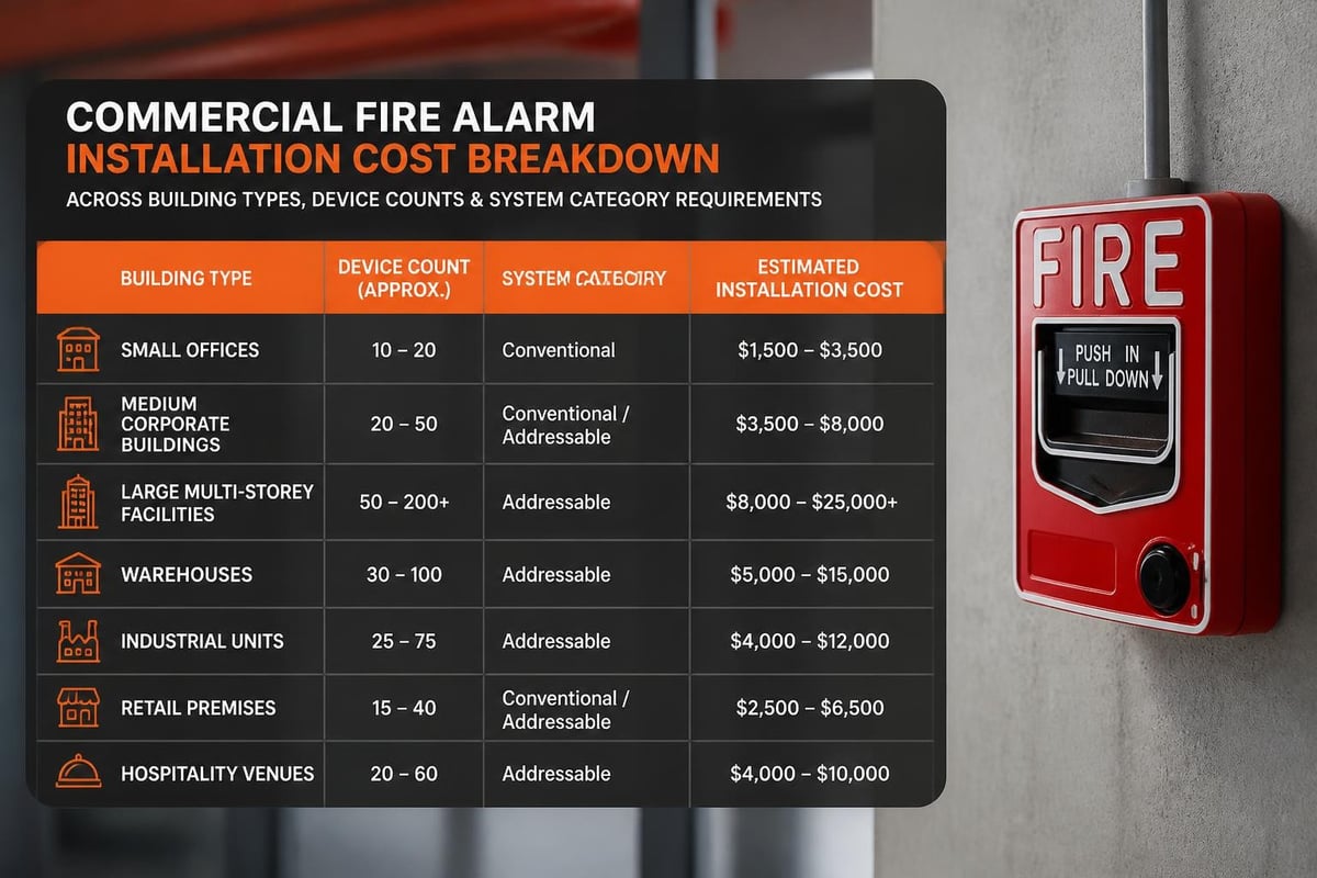 Fire alarm cost by building type