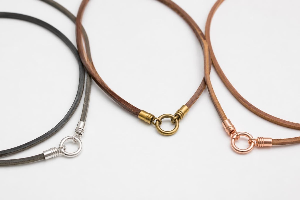 Leather necklace metal combinations