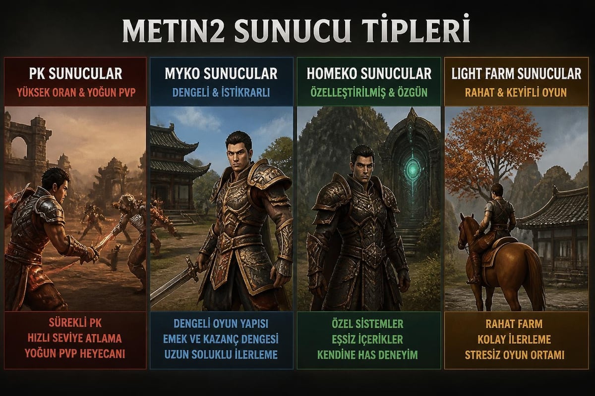 Metin2 sunucu türleri karşılaştırması