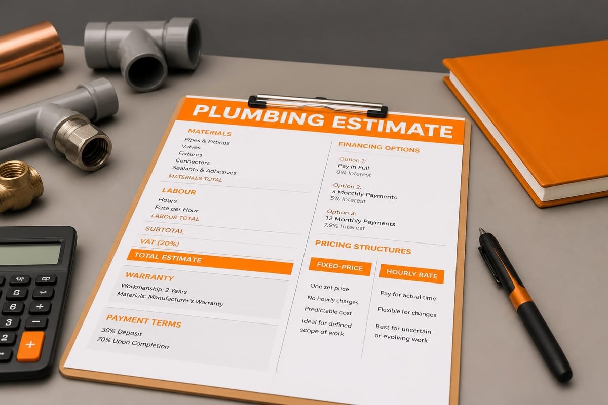 Plumbing estimate breakdown