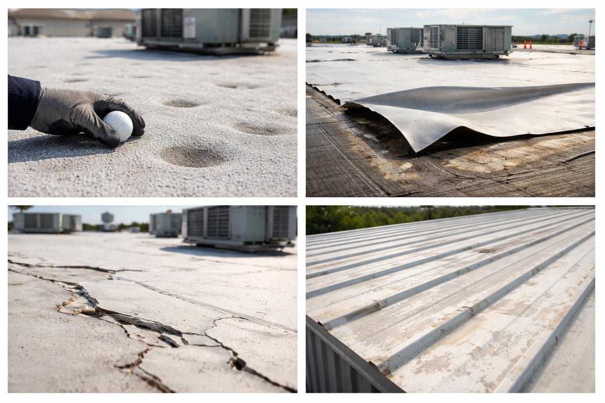Texas commercial roof damage types