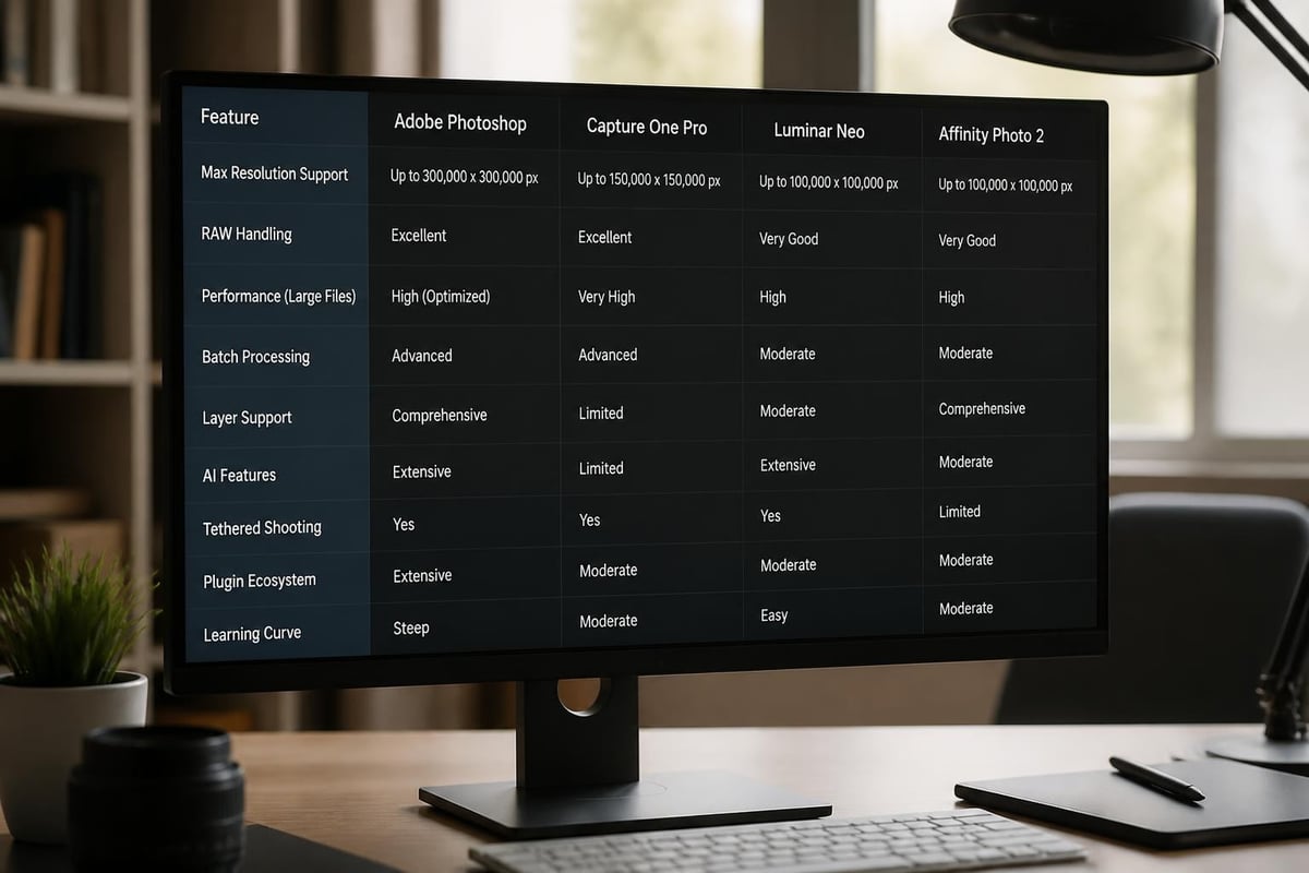 Photo editing software comparison