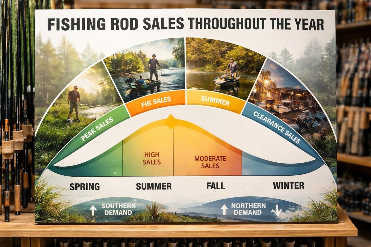 Seasonal fishing rod sale timing