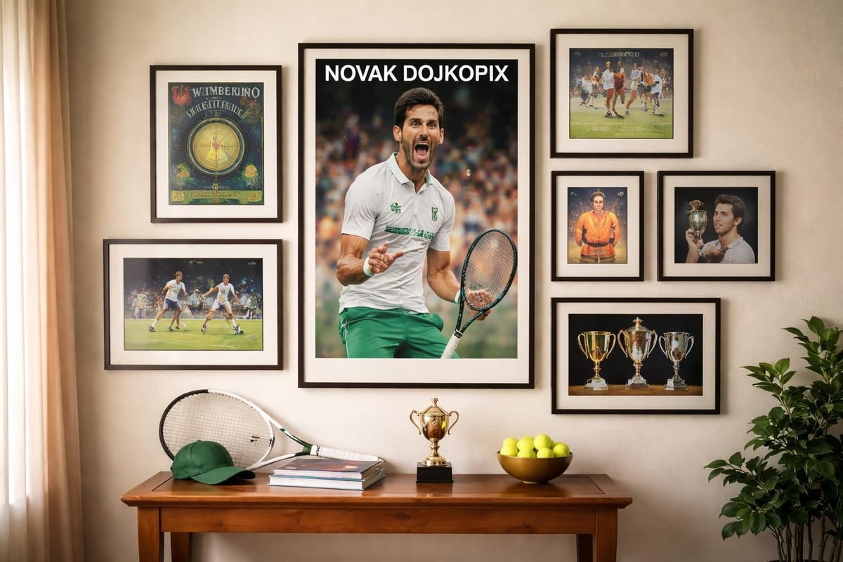 Gallery wall tennis arrangement