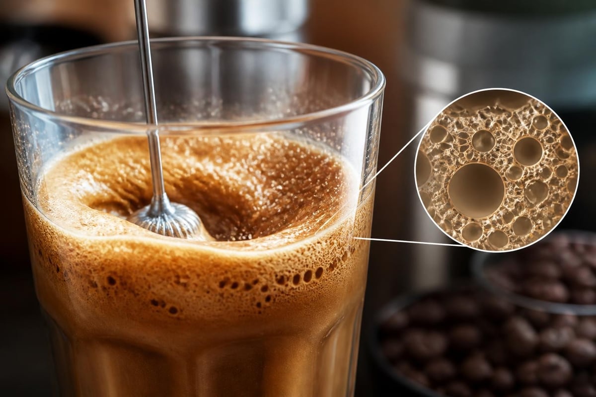 Formation de la mousse dans le café frappé