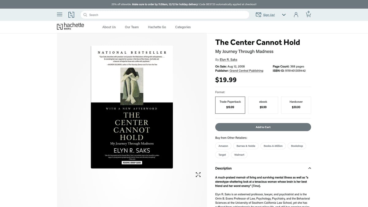 8 Must-Read Books About Mental Illness in 2026 - The Center Cannot Hold by Elyn R. Saks