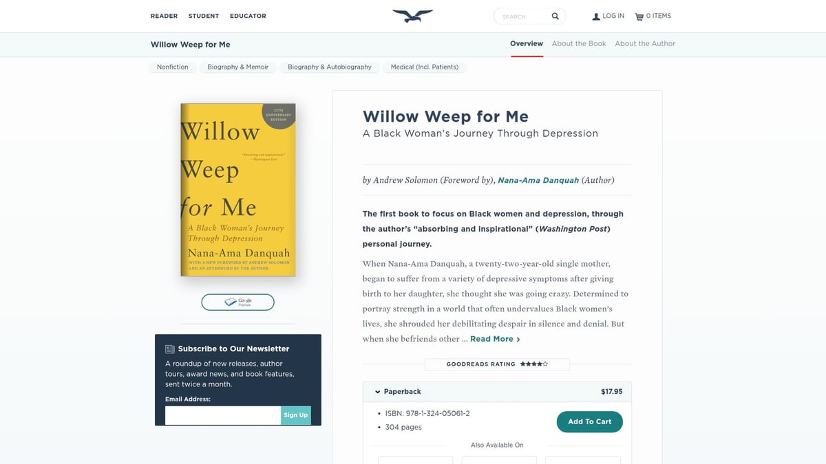 8 Must-Read Books About Mental Illness in 2026 - Willow Weep for Me by Nana-Ama Danquah