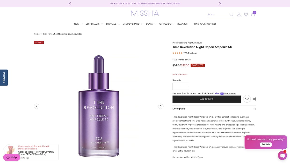 7 Korean Skincare Mature Skin Essentials to Try in 2026 - Missha Time Revolution Night Repair Ampoule 5X