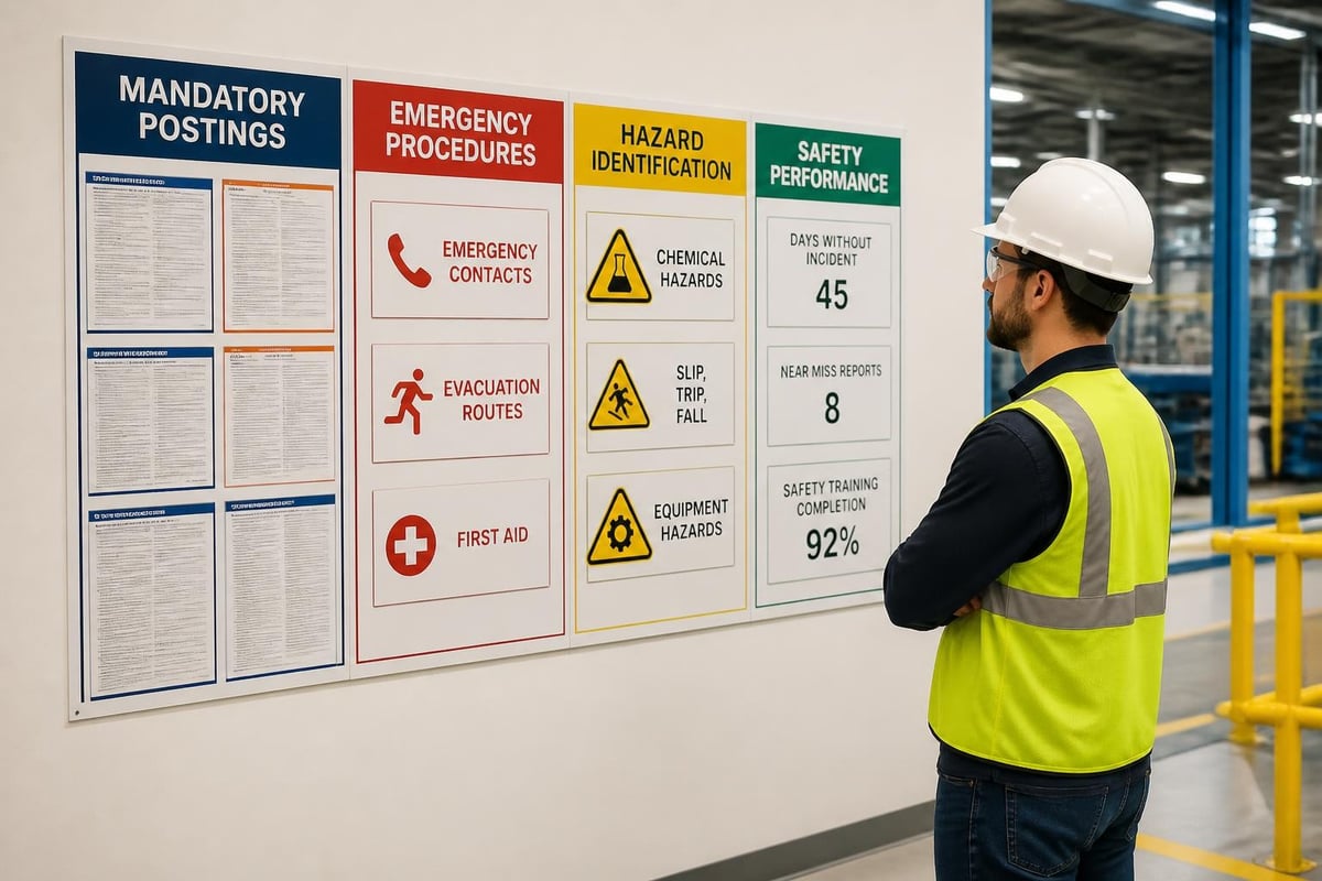 Required sections on a compliant site safety board