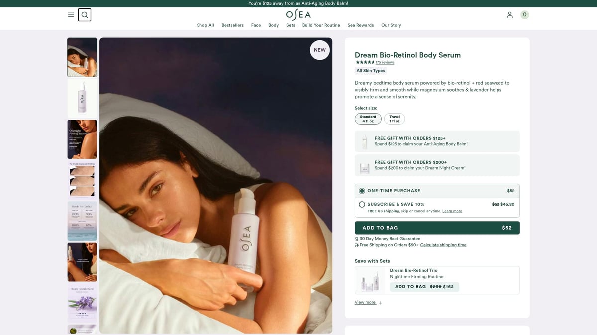 7 Smooth Skin Products to Transform Your Routine in 2026 - OSEA Dream Bio-Retinol Body Serum