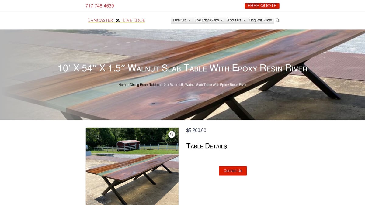 7 Stunning Live Edge Dining Room Table Ideas for 2026 - 10′ x 54″ x 1.5″ Walnut Slab Table With Epoxy Resin River