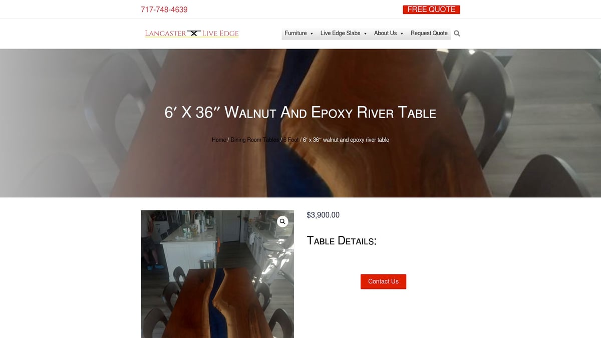 7 Stunning Live Edge Dining Room Table Ideas for 2026 - 6′ x 36″ Walnut and Epoxy River Table