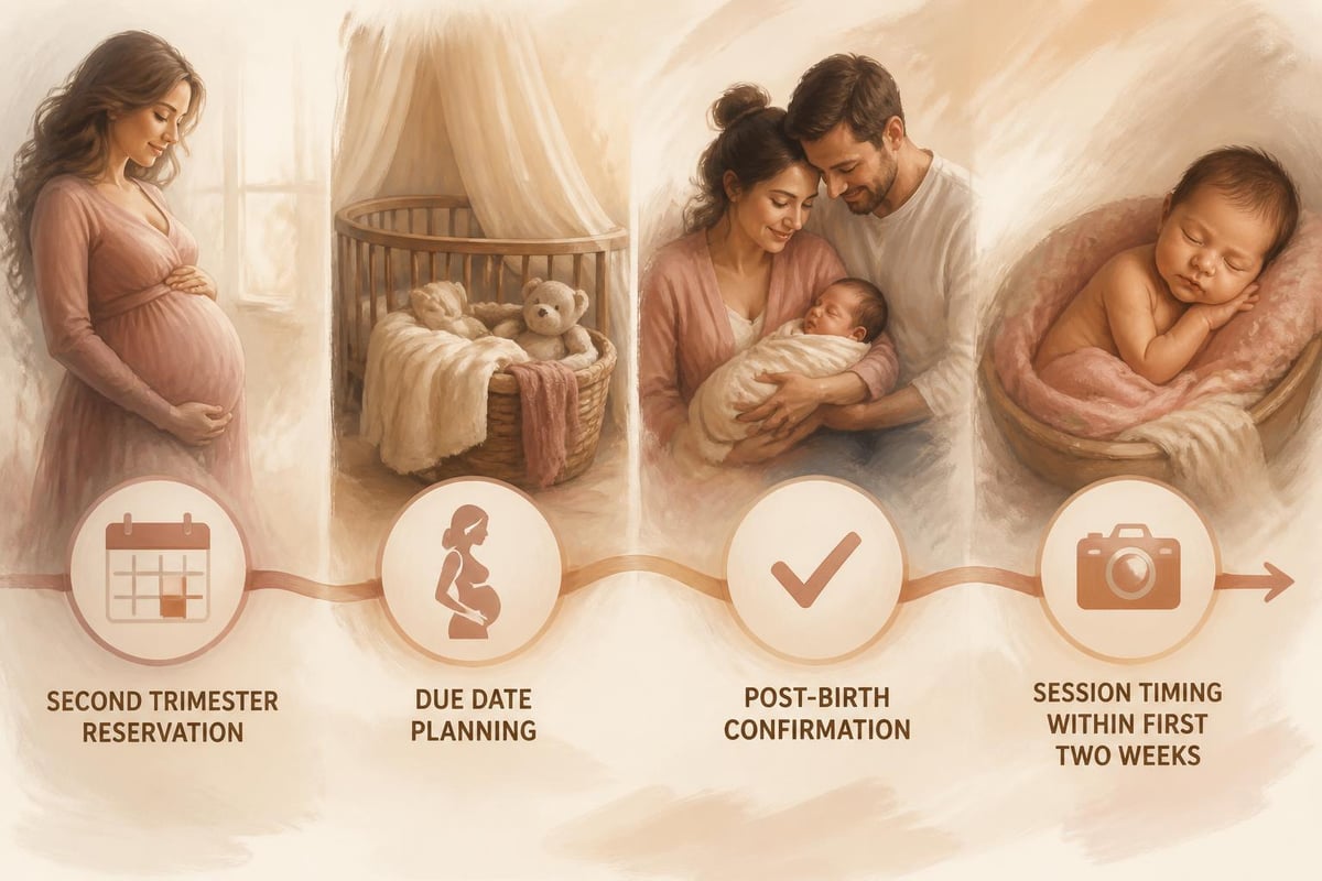 Newborn session booking timeline