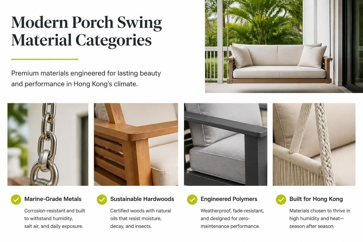 Material comparison for modern outdoor swings