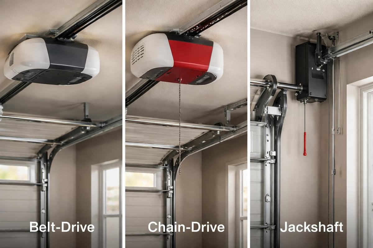 Different garage door opener drive systems