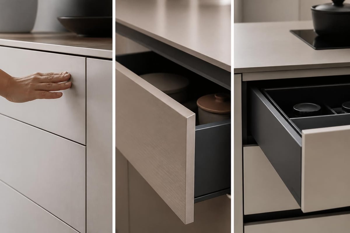 Cabinet without handles opening mechanisms