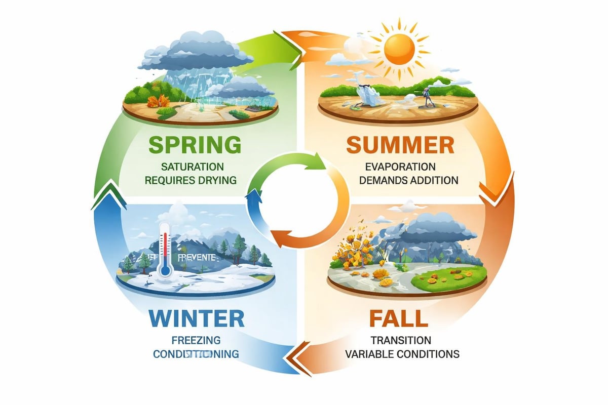 Seasonal moisture conditioning challenges