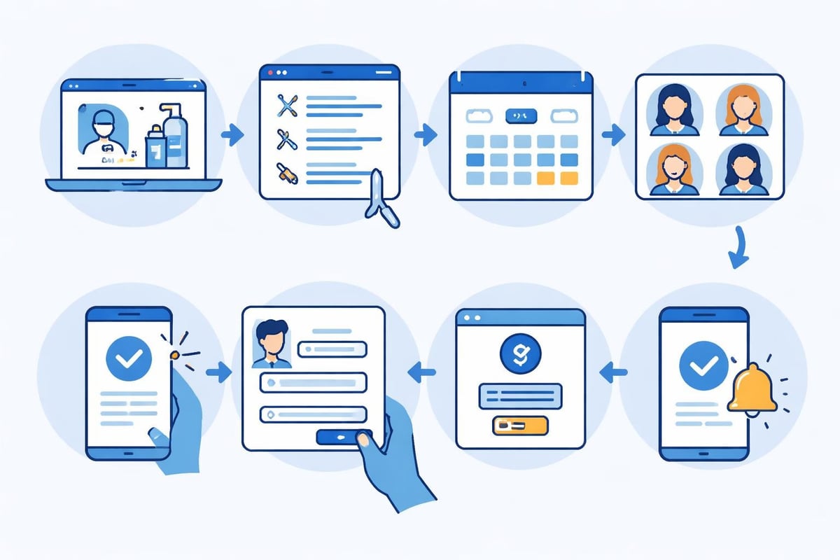 Salon booking workflow steps