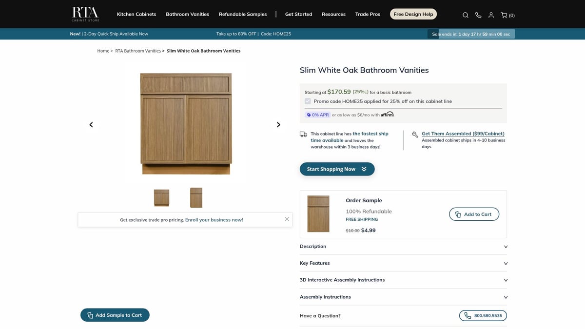 8 Stylish RTA Cabinets Bathroom Ideas to Transform Your Space 2025 - Slim White Oak Bathroom Vanities