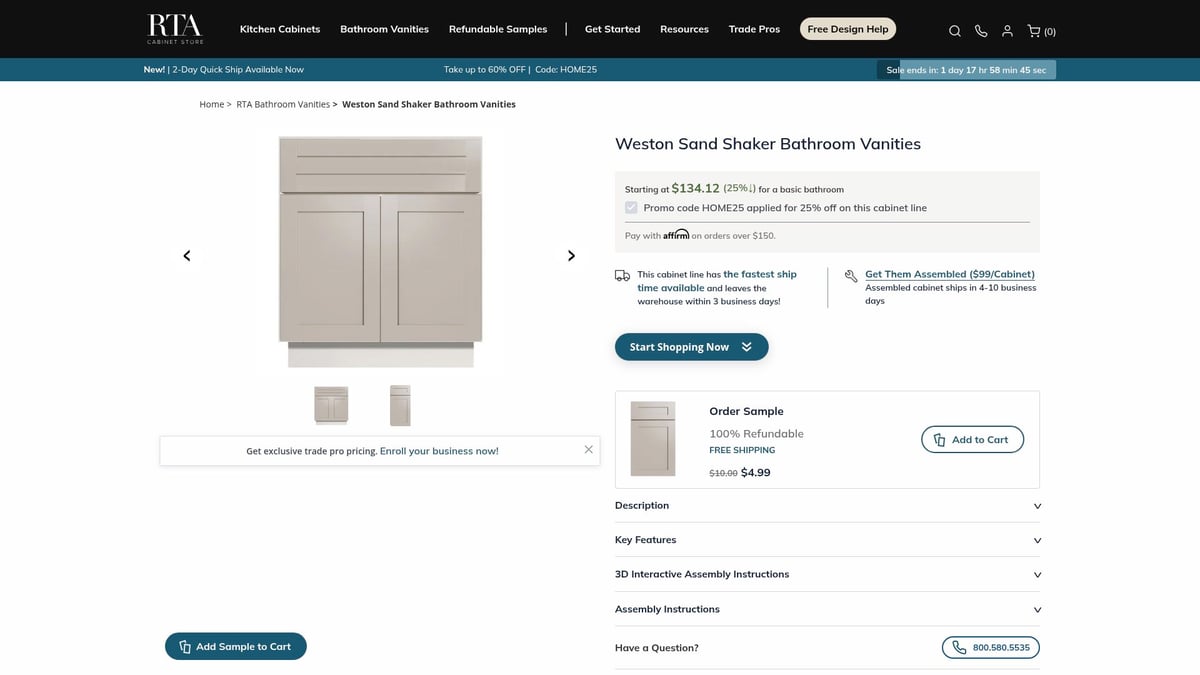 8 Stylish RTA Cabinets Bathroom Ideas to Transform Your Space 2025 - Weston Sand Shaker Bathroom Vanities