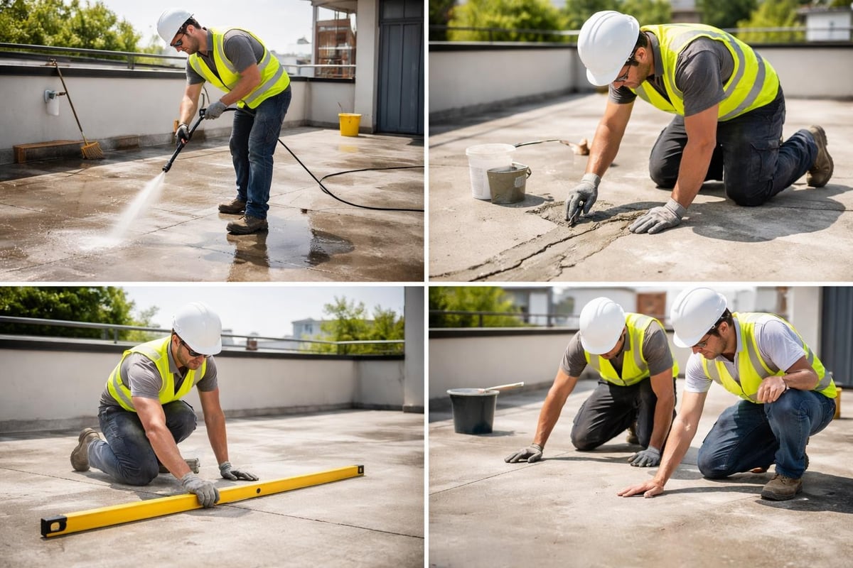 Terrace surface preparation steps