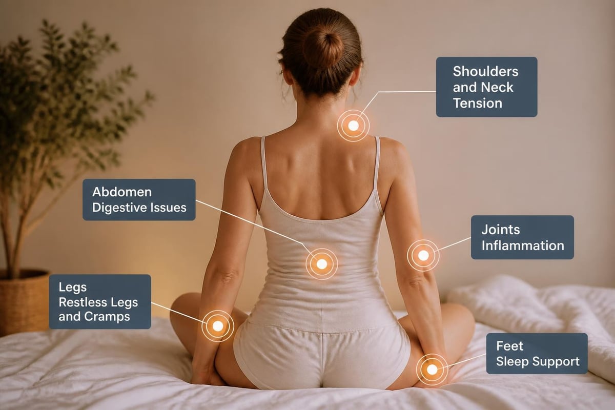 Magnesium body oil application zones