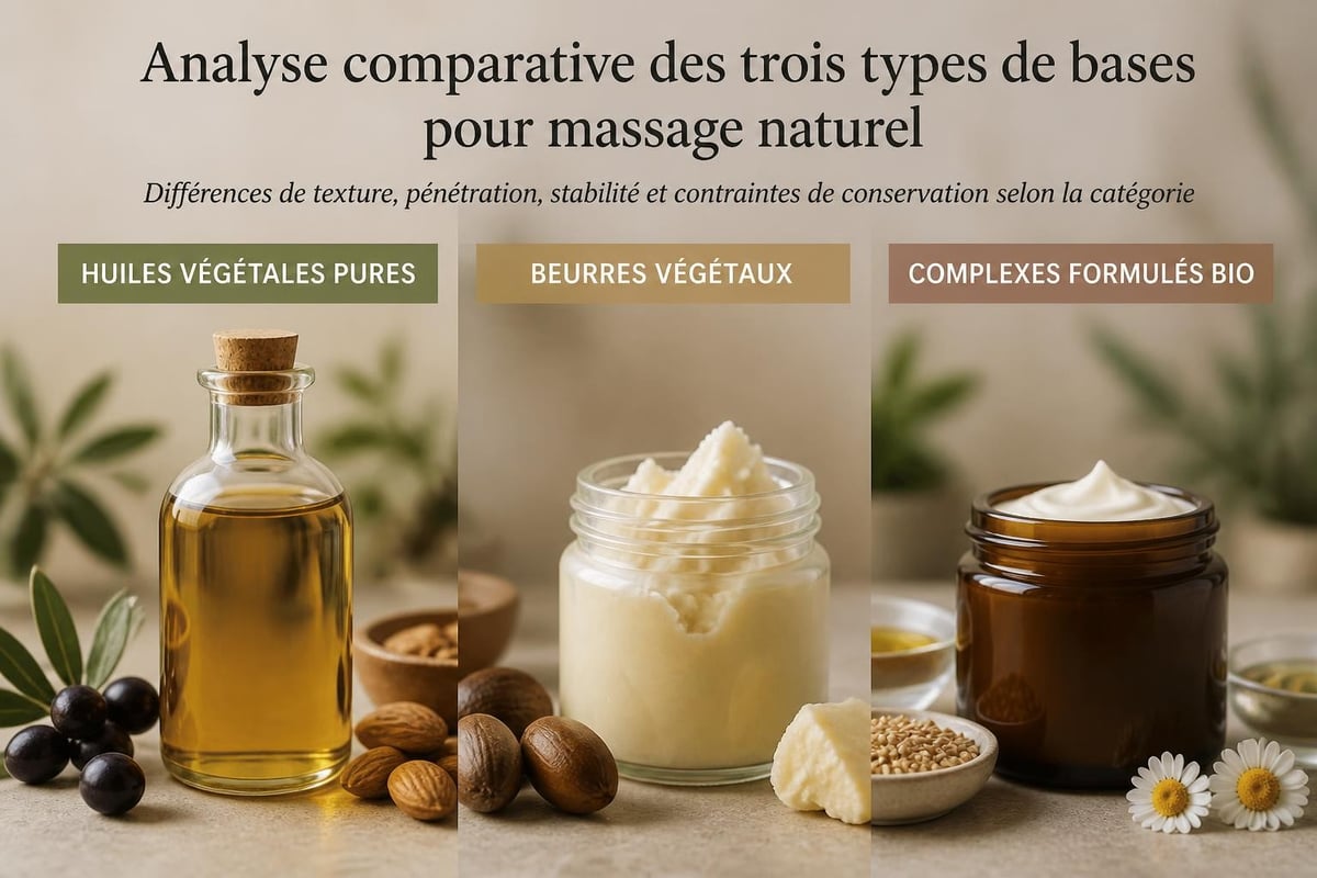 Comparaison composition produits massage naturels