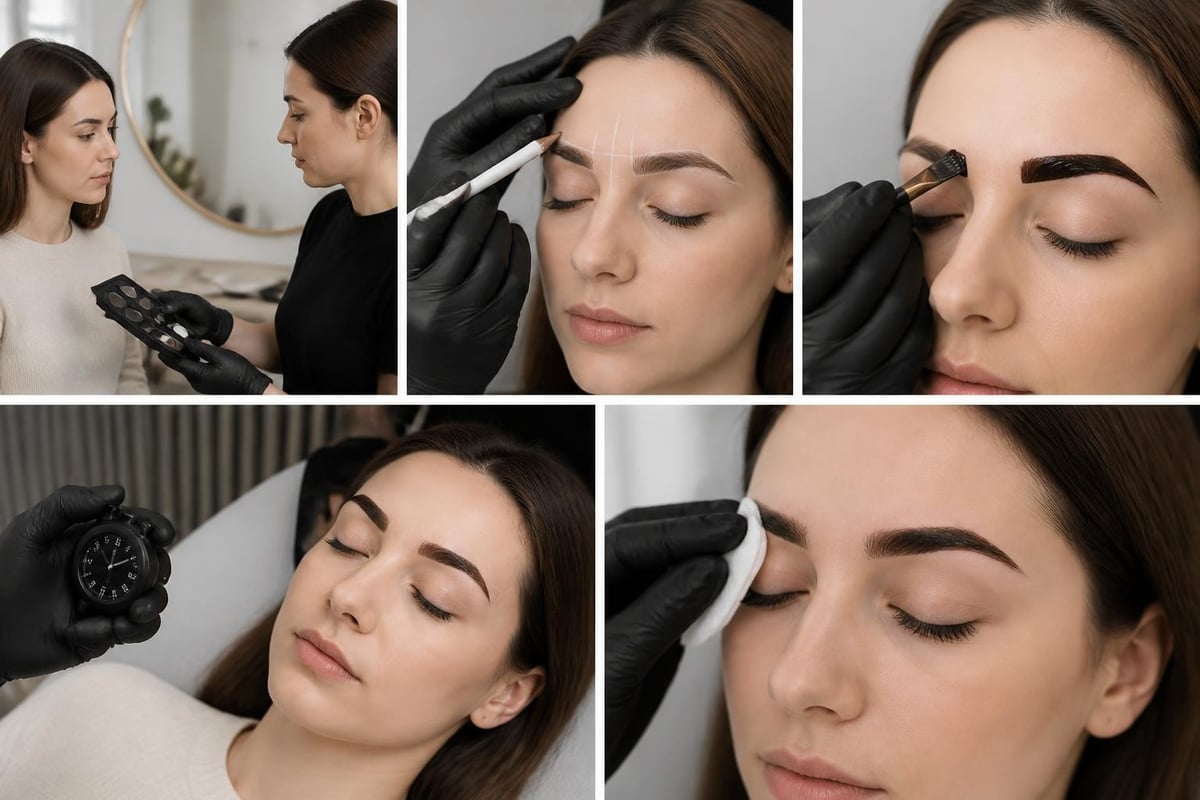 Long Lasting Eyebrow Tint: Complete 2026 Guide 2 Professional tinting process