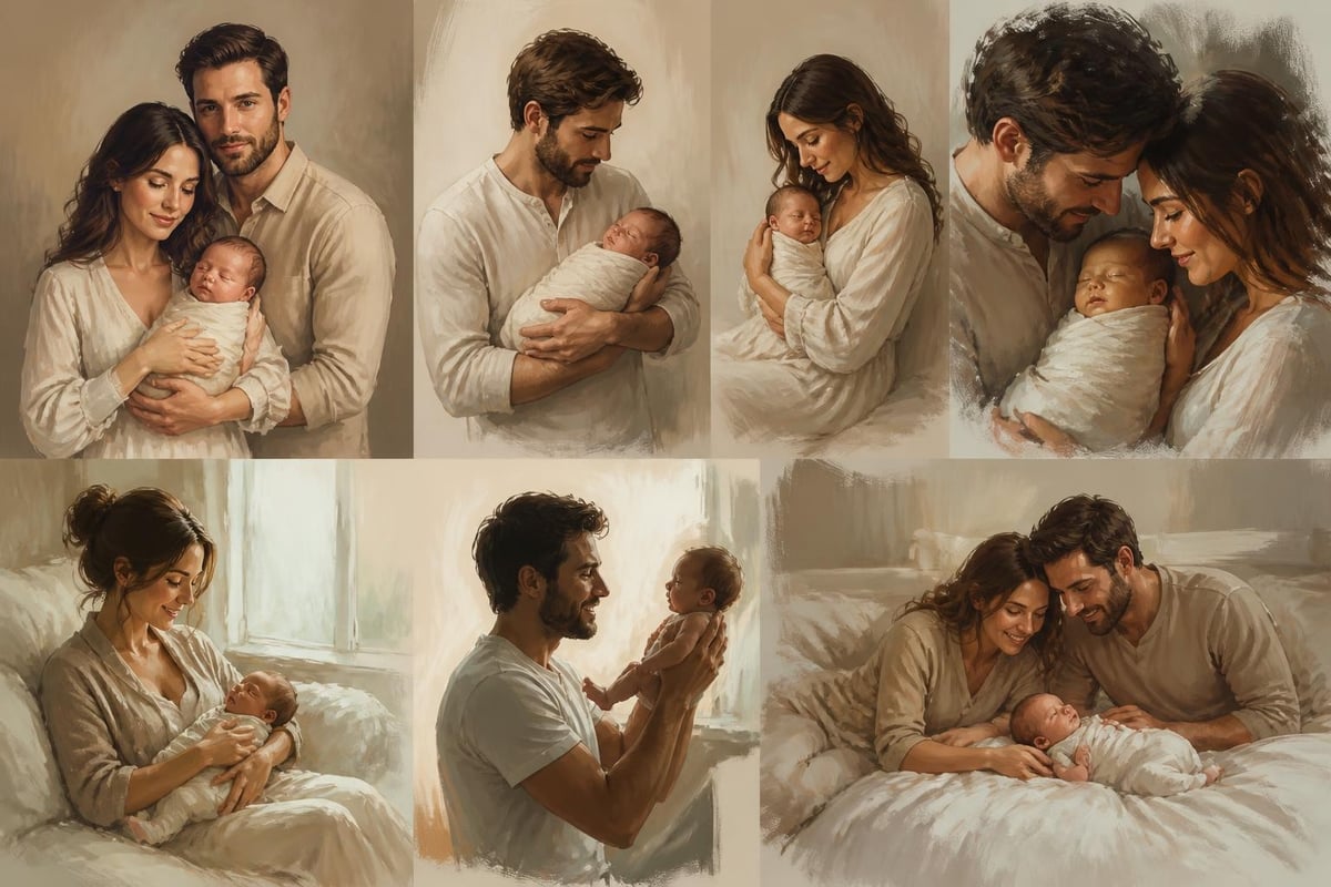 Family bonding during newborn photography