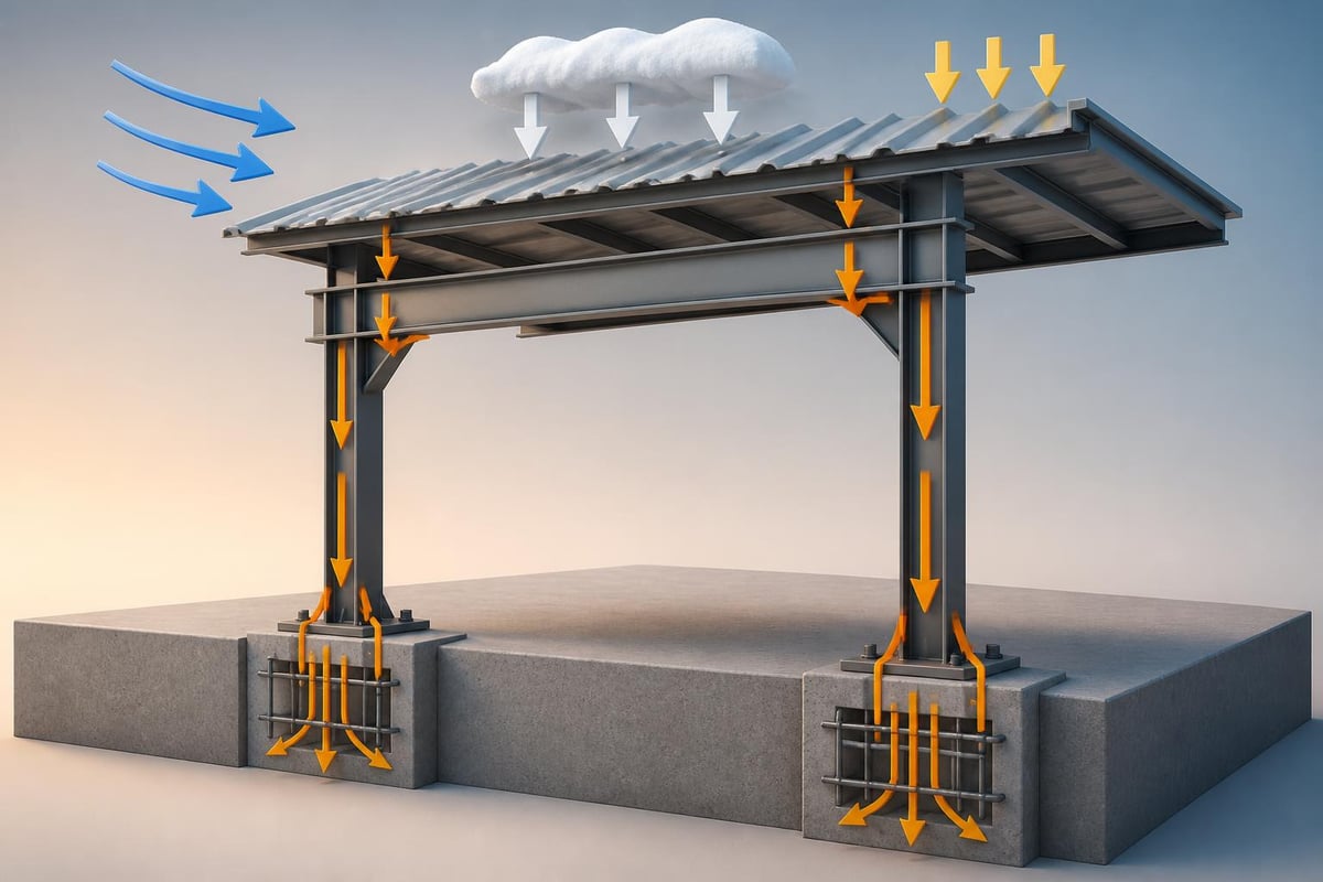 Load distribution in steel frame