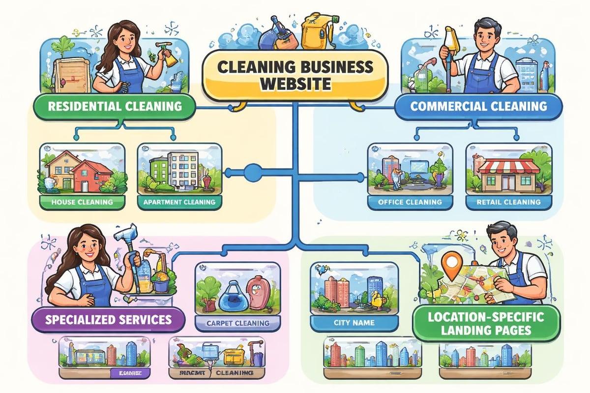Website structure for cleaning services