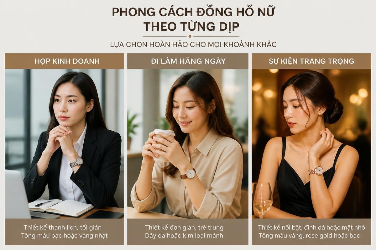 Phong cách đồng hồ nữ công sở