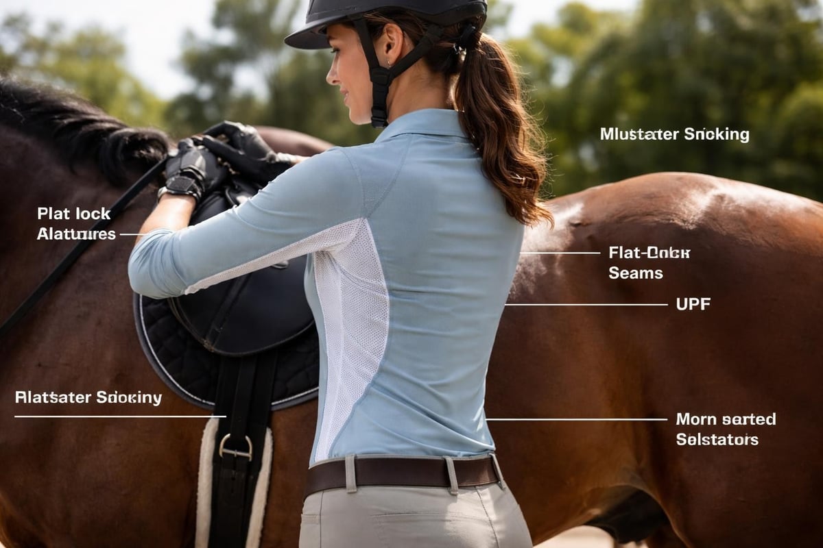Polo shirt performance features for riders