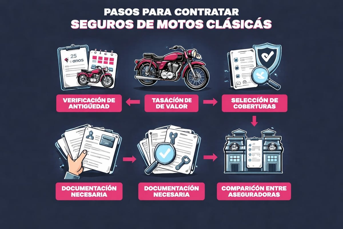 Seguros Motos Clásicas: Guía Completa 2026 3 Proceso de contratación de seguro clásico